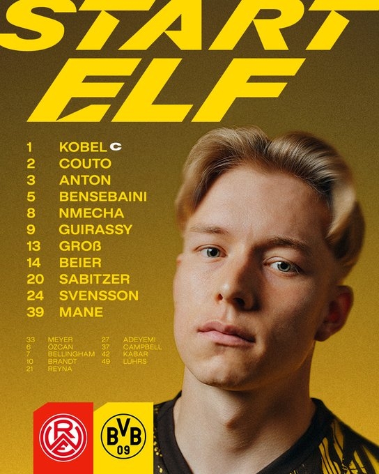 German Cup - Dortmund vs. Red and White Essen starter: Gilasi and Enmei find out, Bellingham Jr. substitute