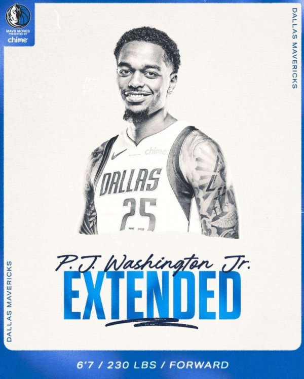 $90 million in 4 years! Mavericks officially announce early renewal of PJ-Washington