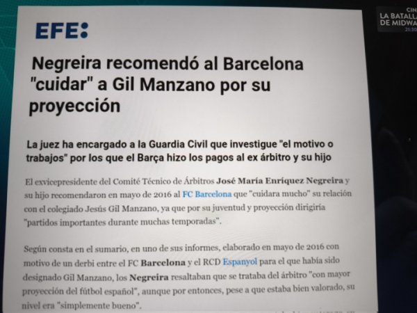 Fire 😡Real Madrid TV posted a report: Negrera once suggested that Barcelona have a good relationship with referee Manzano