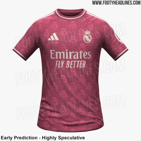 Real Madrid’s third away jersey prediction for the 26/27 season: the main body is pink and incorporates Latin aesthetic elements
