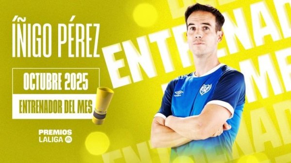 Win all 3 games! Official: Rayo Vallecano coach Inigo Perez was elected La Liga Coach of the Month for October