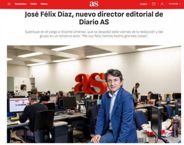 AS: Marca’s Real Madrid and team reporter Jose Felix Diaz becomes the new editor-in-chief of AS