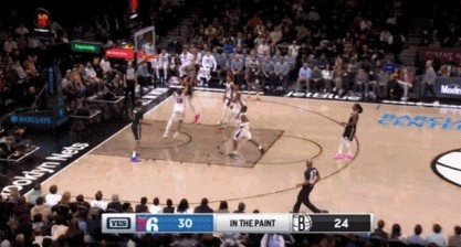 Destroy everything! The 76ers opened the door wide. Clarkston drove straight in and took off for a one-arm dunk.